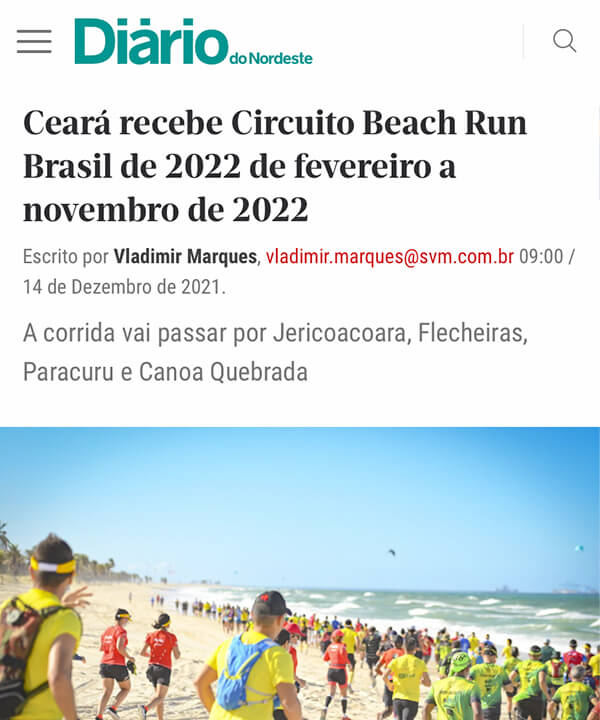 Ceará recebe Circuito Beach Run Brasil de 2022 de fevereiro a novembro de 2022